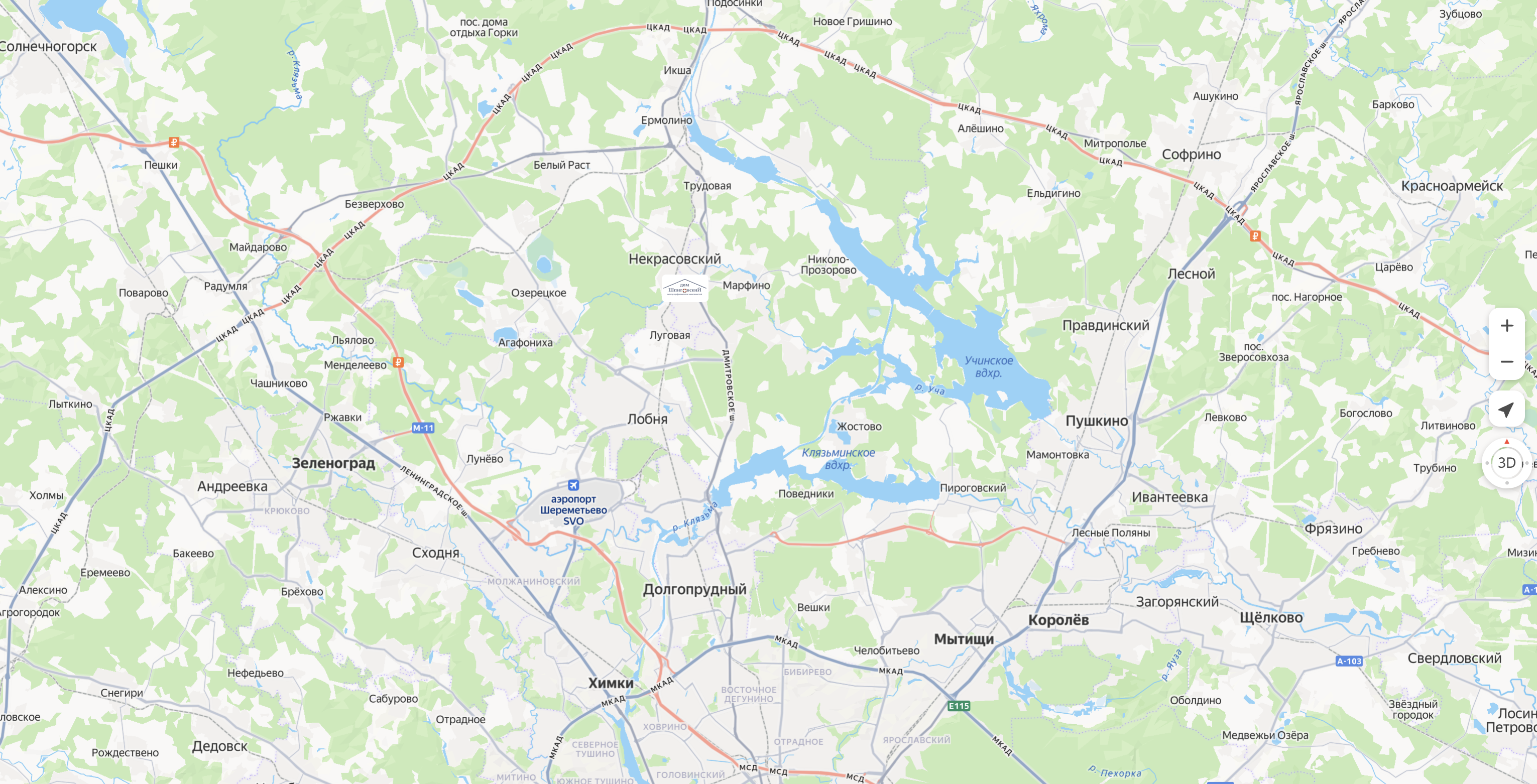 Карта расположения центра в Московской области